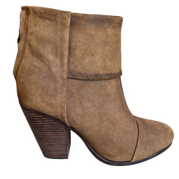 rag & bone Newbury Oiled Suede Heeled Bootie Boots Camel Brown 10 - Picture 2 of 9